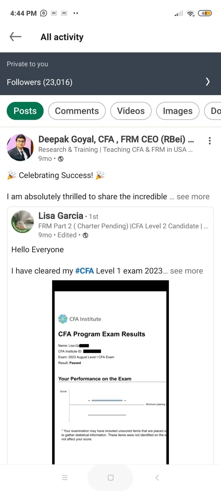 LinkedIn post: RBei Classes student sharing success